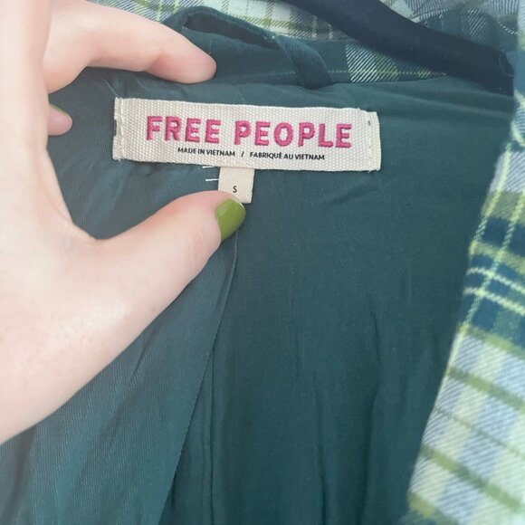 Free People Reggie Oversized Blazer Green Combo Plaid Size Small NWOT - Picture 5 of 6